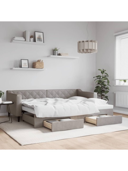 Válenda s přistýlkou a zásuvkami taupe 80 x 200 cm textil