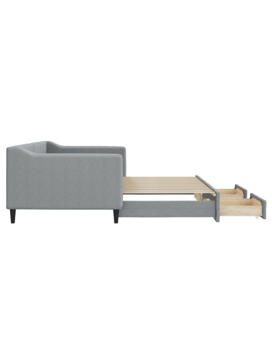 Válenda s přistýlkou a zásuvkami světle šedá 90 x 200 cm textil