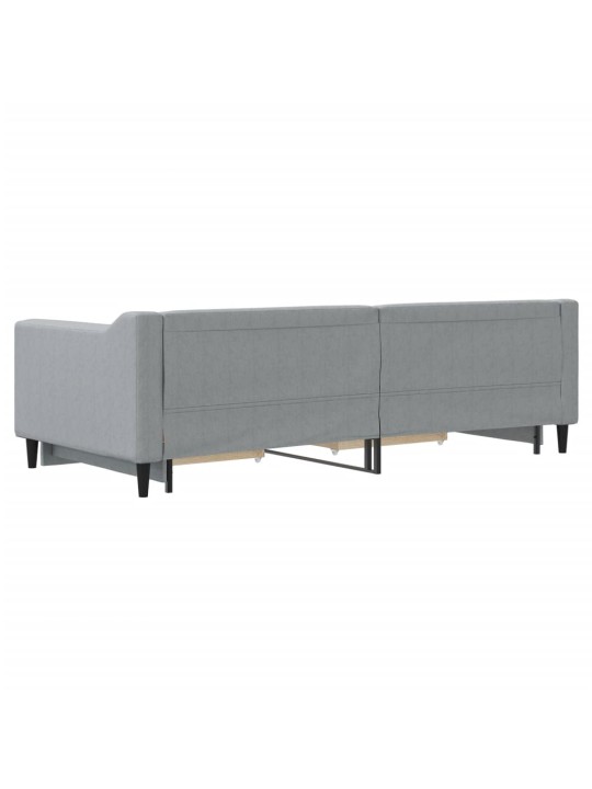 Válenda s přistýlkou a zásuvkami světle šedá 90 x 200 cm textil