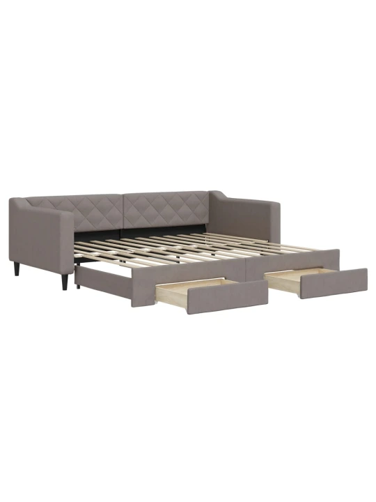 Válenda s přistýlkou a zásuvkami taupe 90 x 200 cm textil