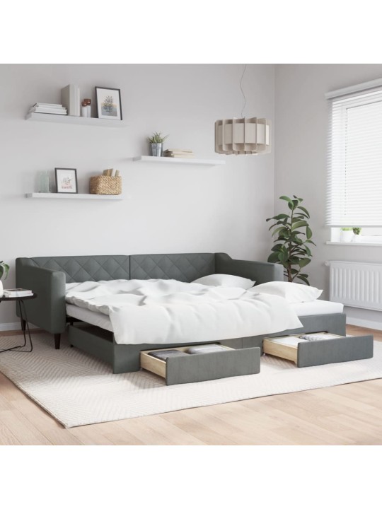 Válenda s přistýlkou a zásuvkami tmavě šedá 100 x 200 cm textil