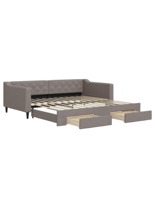 Válenda s přistýlkou a zásuvkami taupe 100 x 200 cm textil