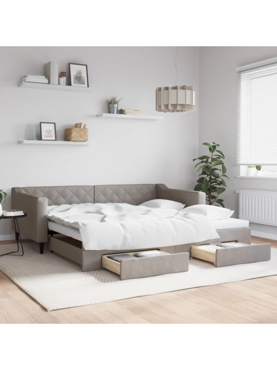 Válenda s přistýlkou a zásuvkami taupe 100 x 200 cm textil