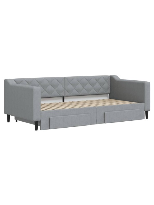 Válenda s přistýlkou a zásuvkami světle šedá 90 x 190 cm textil