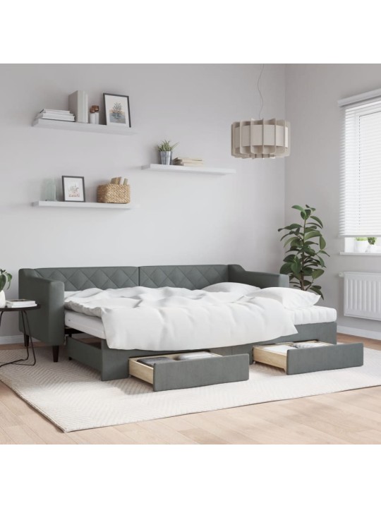 Válenda s přistýlkou a zásuvkami tmavě šedá 80 x 200 cm textil