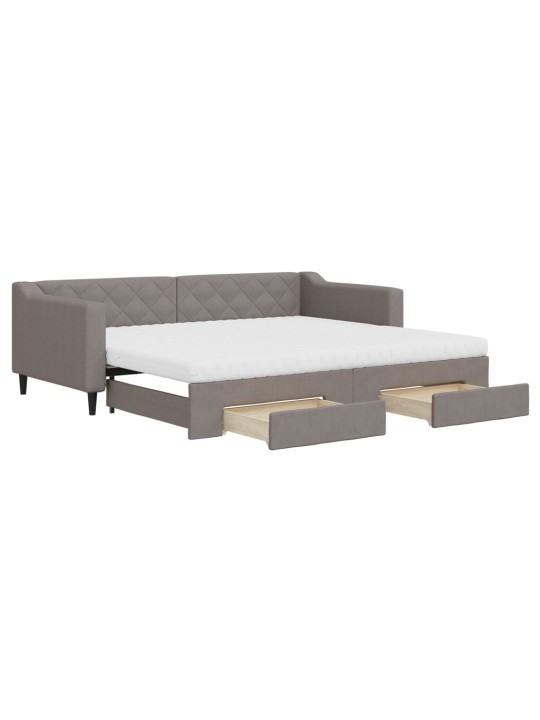 Válenda s přistýlkou a zásuvkami taupe 90 x 200 cm textil