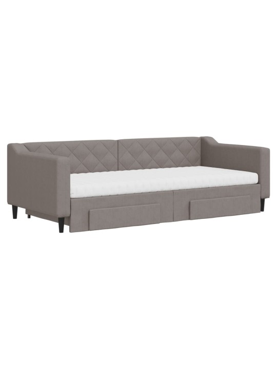 Válenda s přistýlkou a zásuvkami taupe 90 x 200 cm textil