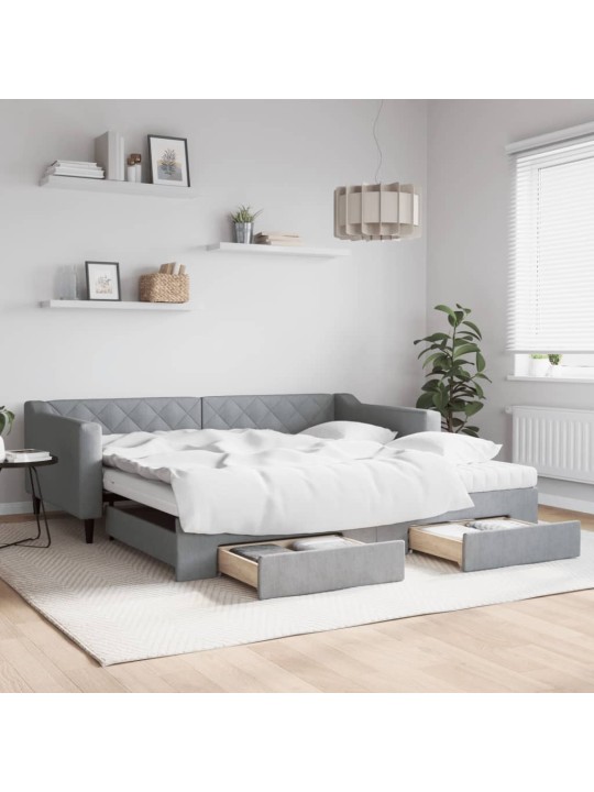 Válenda s přistýlkou a zásuvkami světle šedá 100x200 cm textil