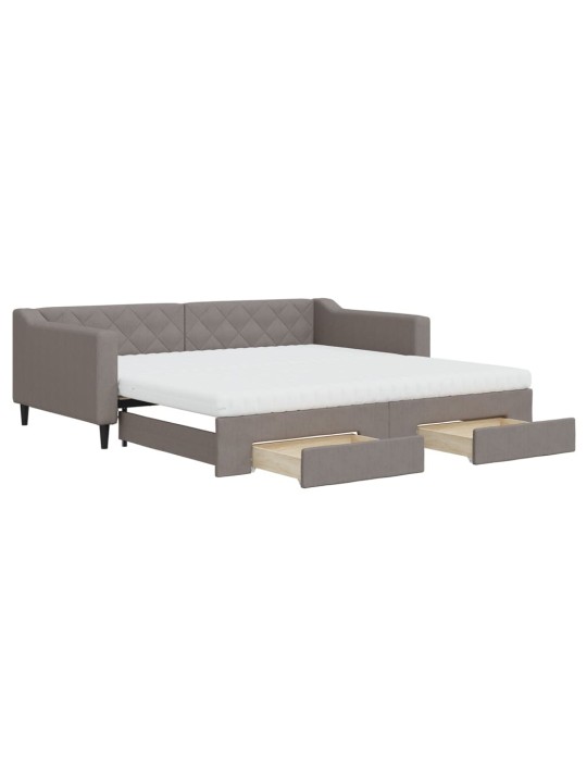Válenda s přistýlkou a zásuvkami taupe 100 x 200 cm textil
