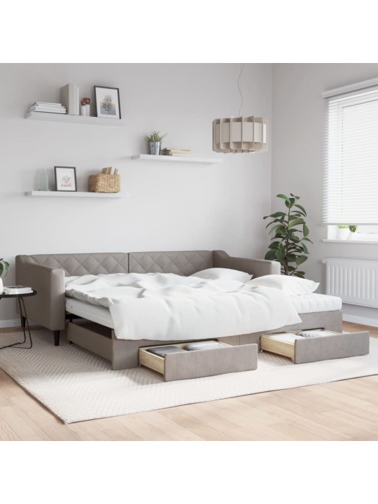 Válenda s přistýlkou a zásuvkami taupe 100 x 200 cm textil