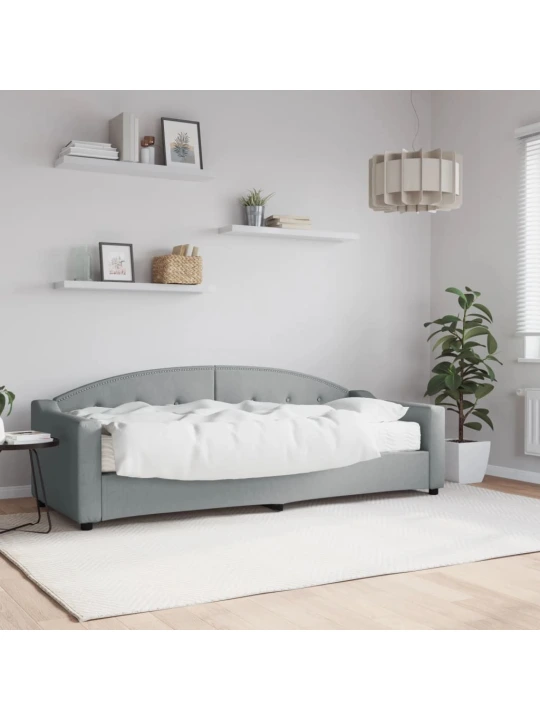 Válenda s matrací světle šedá 80 x 200 cm textil