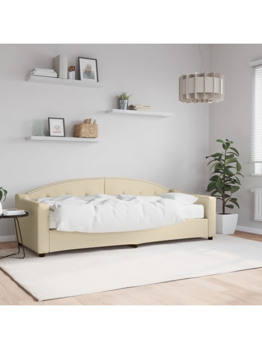 Válenda s matrací krémová 80 x 200 cm textil