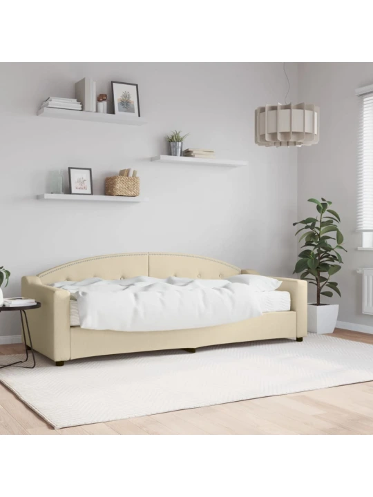 Válenda s matrací krémová 80 x 200 cm textil