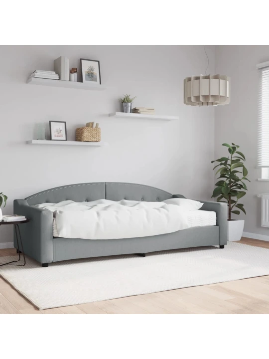 Válenda s matrací světle šedá 90 x 200 cm textil