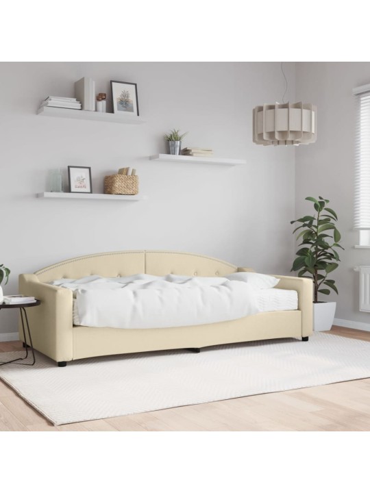 Válenda s matrací krémová 90 x 200 cm textil