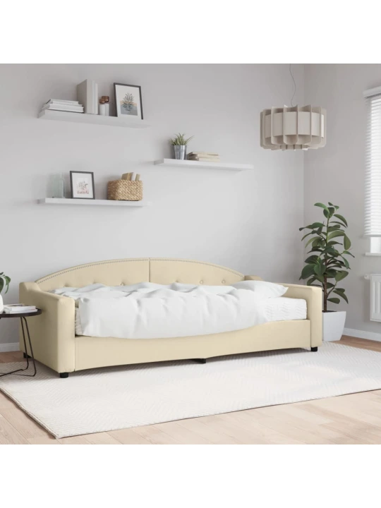 Válenda s matrací krémová 90 x 200 cm textil