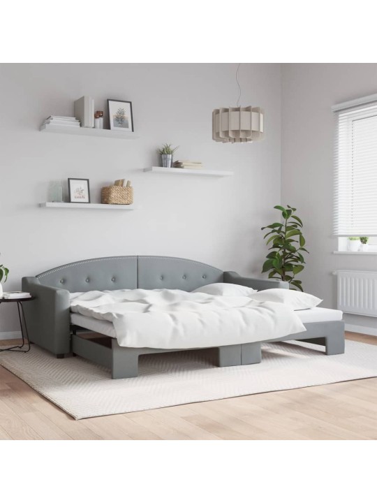 Válenda s přistýlkou světle šedá 90 x 200 cm textil