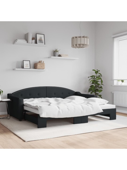 Válenda s přistýlkou černá 90 x 200 cm textil