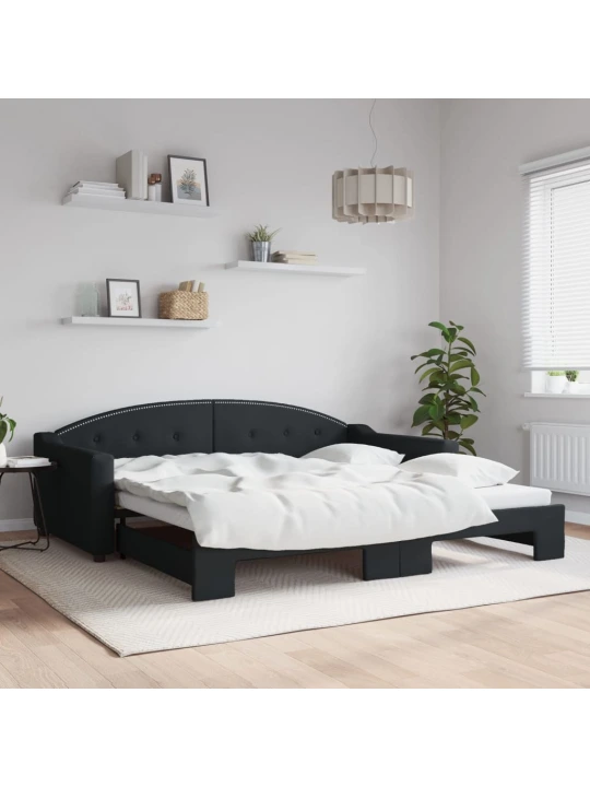 Válenda s přistýlkou černá 100 x 200 cm textil