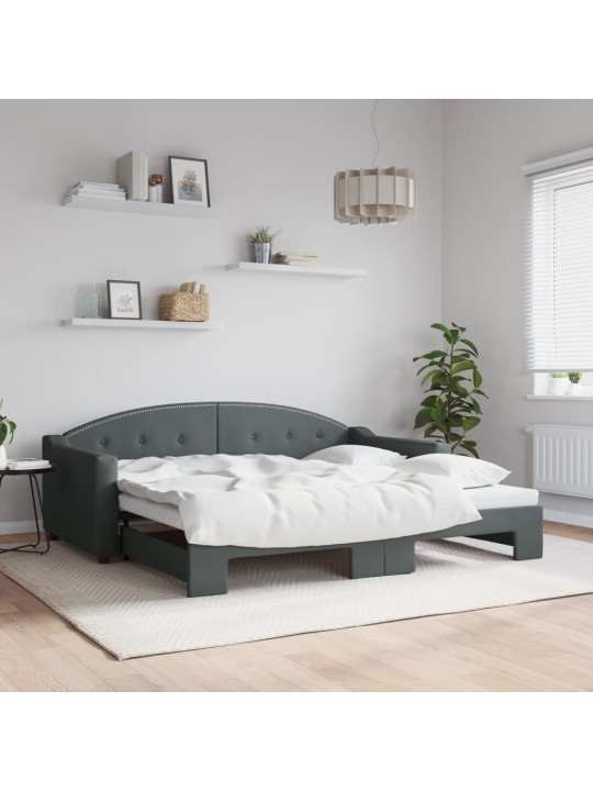 Válenda s přistýlkou tmavě šedá 90 x 190 cm textil