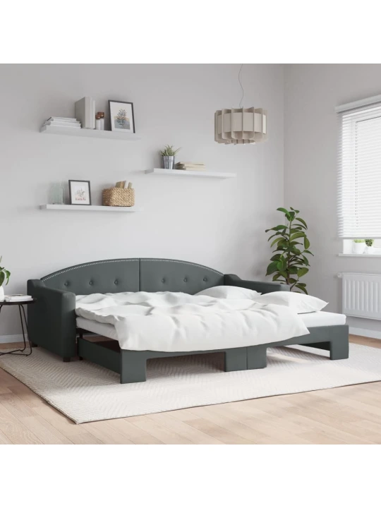 Válenda s přistýlkou tmavě šedá 90 x 190 cm textil