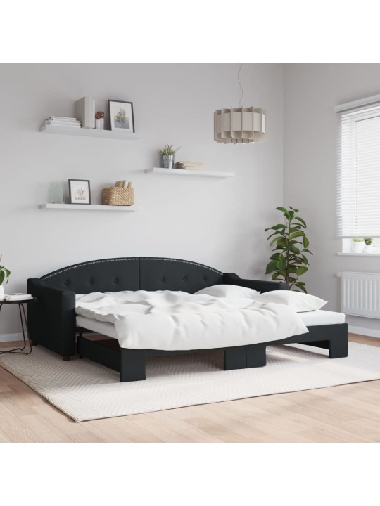 Válenda s přistýlkou černá 90 x 190 cm textil