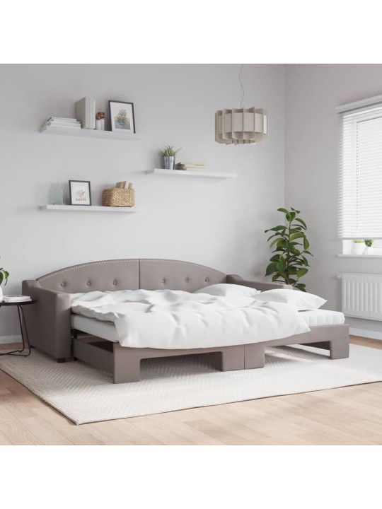 Válenda s přistýlkou a matracemi taupe 90 x 200 cm textil