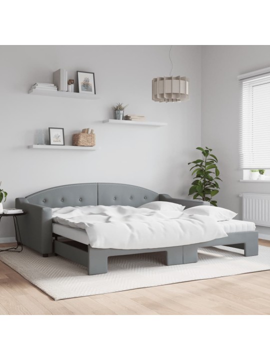 Válenda s přistýlkou a matracemi světle šedá 100x200 cm textil