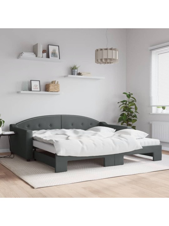 Válenda s přistýlkou a matracemi tmavě šedá 100 x 200 cm textil