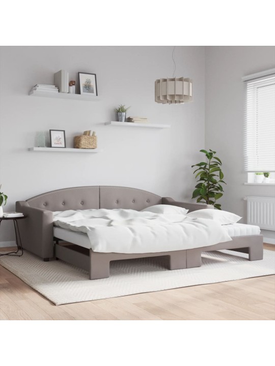 Válenda s přistýlkou a matracemi taupe 100 x 200 cm textil