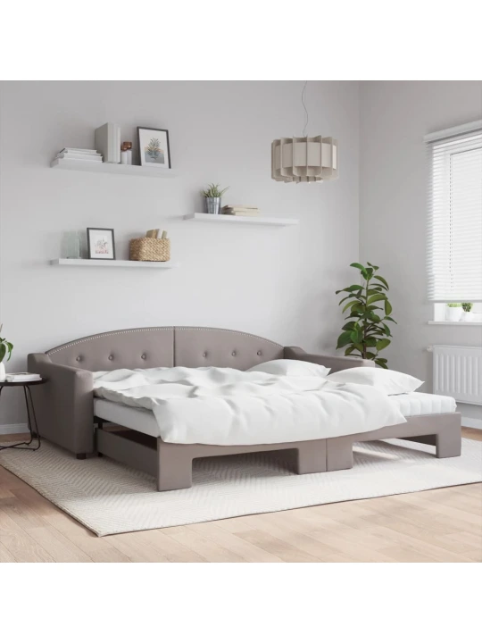 Válenda s přistýlkou a matracemi taupe 100 x 200 cm textil