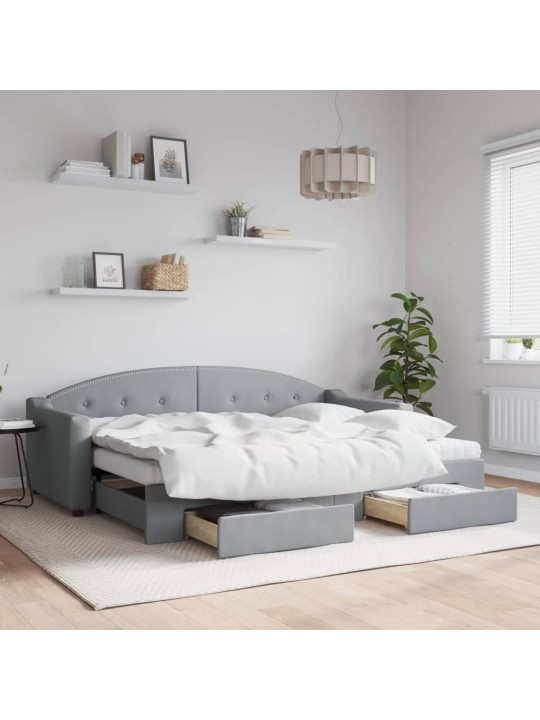 Válenda s přistýlkou a zásuvkami světle šedá 80 x 200 cm textil