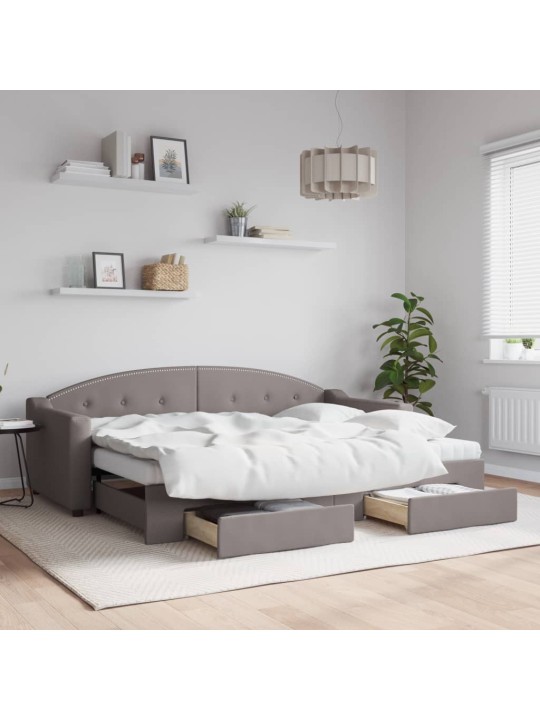Válenda s přistýlkou a zásuvkami taupe 80 x 200 cm textil
