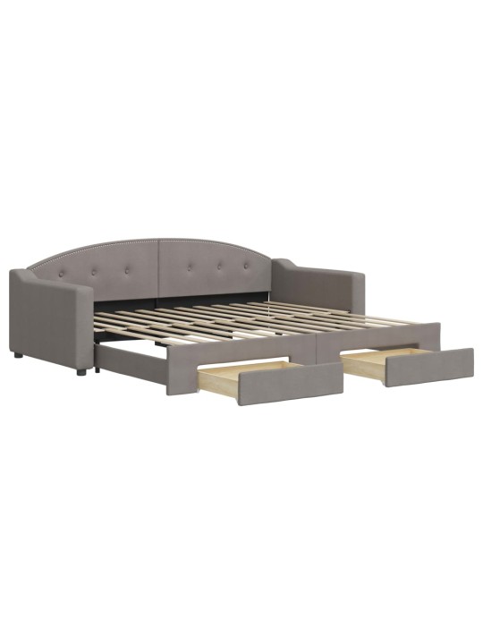 Válenda s přistýlkou a zásuvkami taupe 90 x 200 cm textil