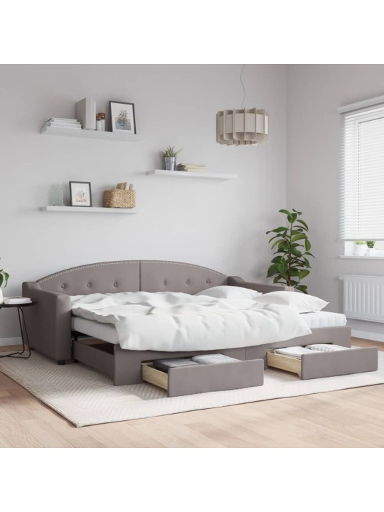 Válenda s přistýlkou a zásuvkami taupe 90 x 200 cm textil