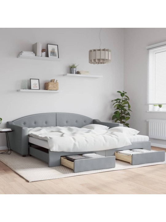 Válenda s přistýlkou a zásuvkami světle šedá 100x200 cm textil