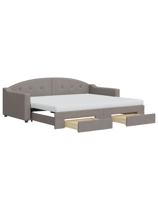 Válenda s přistýlkou a zásuvkami taupe 90 x 200 cm textil
