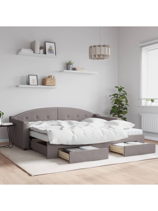 Válenda s přistýlkou a zásuvkami taupe 90 x 200 cm textil