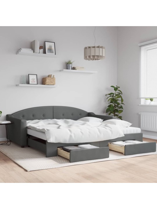 Válenda s přistýlkou a zásuvkami tmavě šedá 100 x 200 cm textil