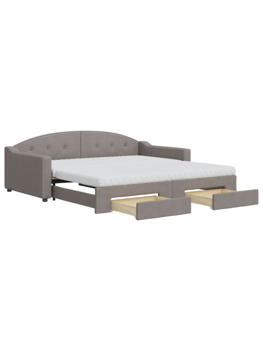 Válenda s přistýlkou a zásuvkami taupe 100 x 200 cm textil