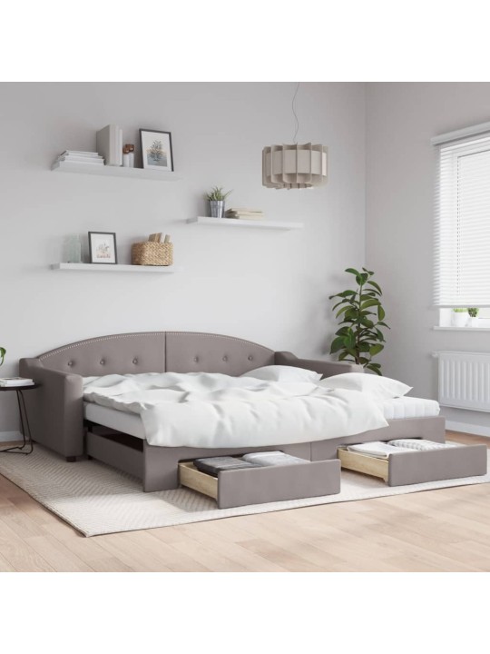 Válenda s přistýlkou a zásuvkami taupe 100 x 200 cm textil