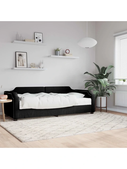 Válenda s matrací černá 80 x 200 cm textil