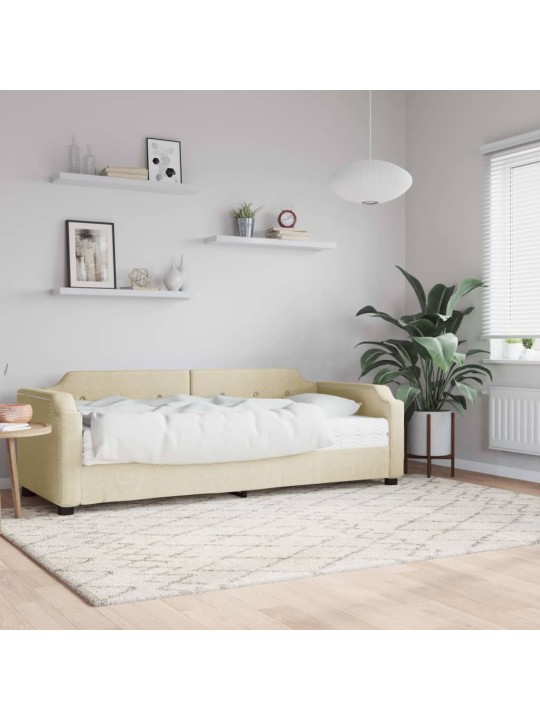 Válenda s matrací krémová 80 x 200 cm textil