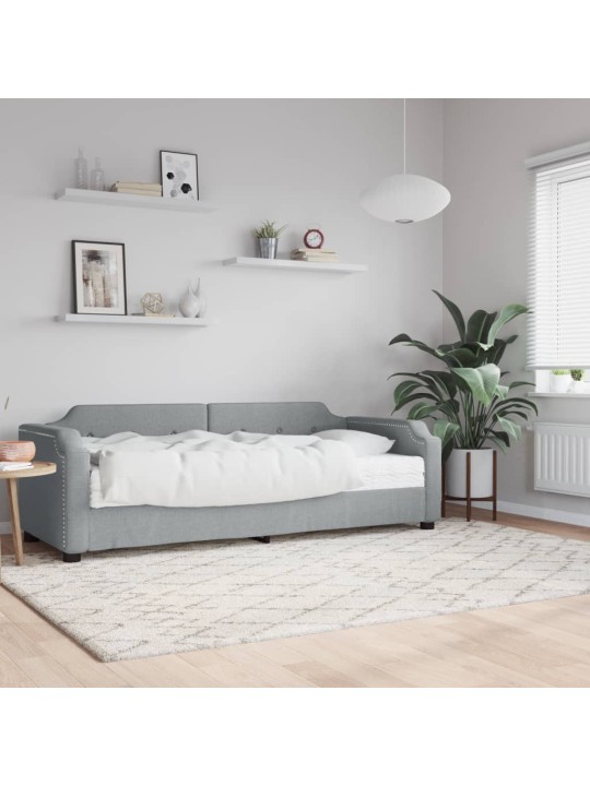 Válenda s matrací světle šedá 90 x 200 cm textil