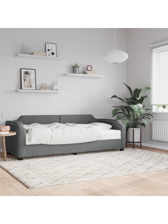 Válenda s matrací tmavě šedá 90 x 200 cm textil
