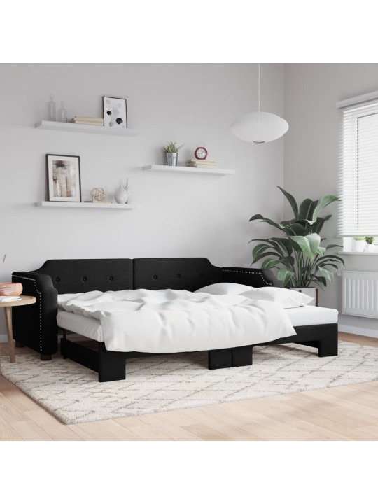 Válenda s přistýlkou černá 90 x 190 cm textil
