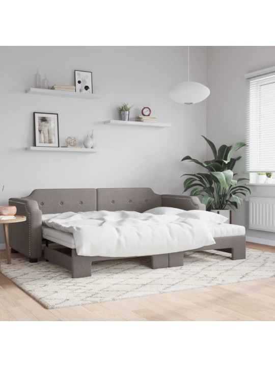 Válenda s přistýlkou a matracemi taupe 90 x 200 cm textil