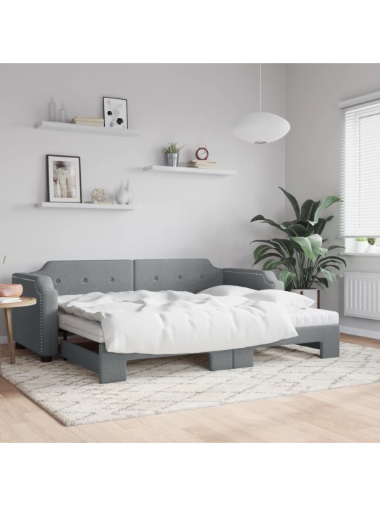 Válenda s přistýlkou a matracemi světle šedá 100x200 cm textil