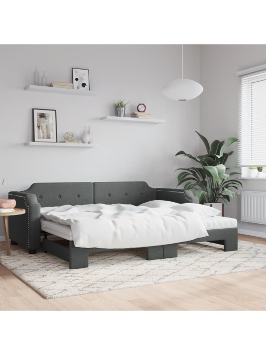 Válenda s přistýlkou a matracemi tmavě šedá 100 x 200 cm textil