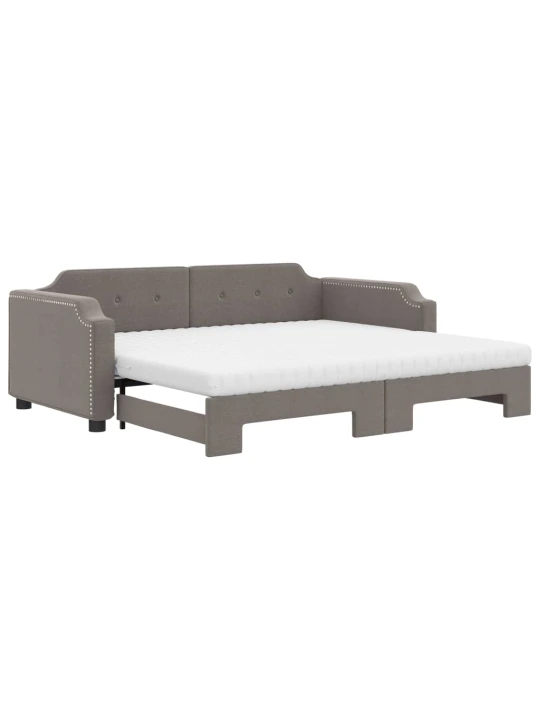 Válenda s přistýlkou a matracemi taupe 100 x 200 cm textil